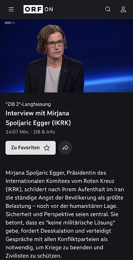 06.05.2026 Interview mit Mirjana Spoljaric Egger (IKRK) im ORF